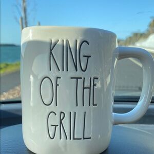 RAE DUNN “King of the Grill Mug” 12oz Hefty White/Black Lettering & Inside NEW